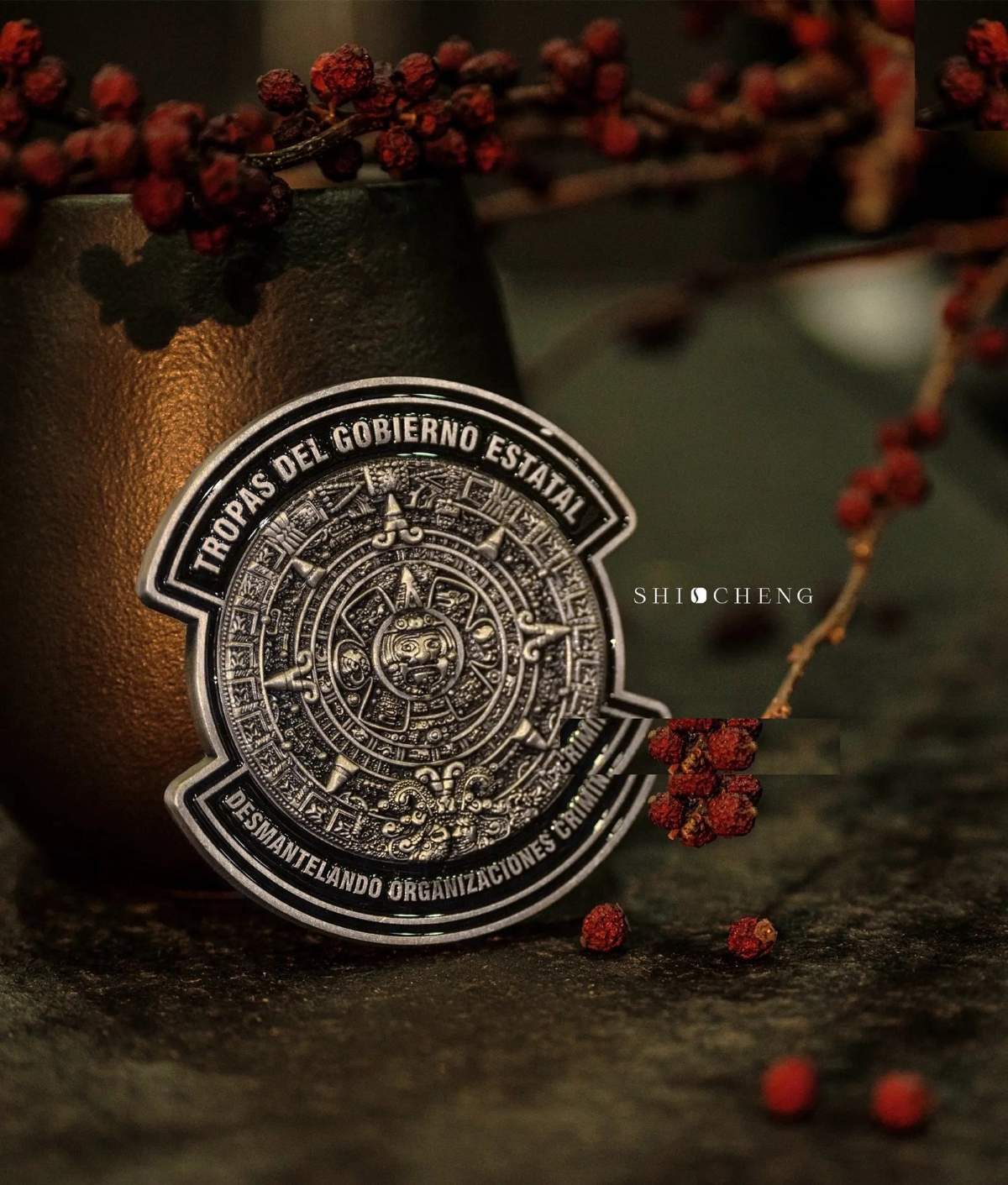 Professional product photography of commemorative medallion