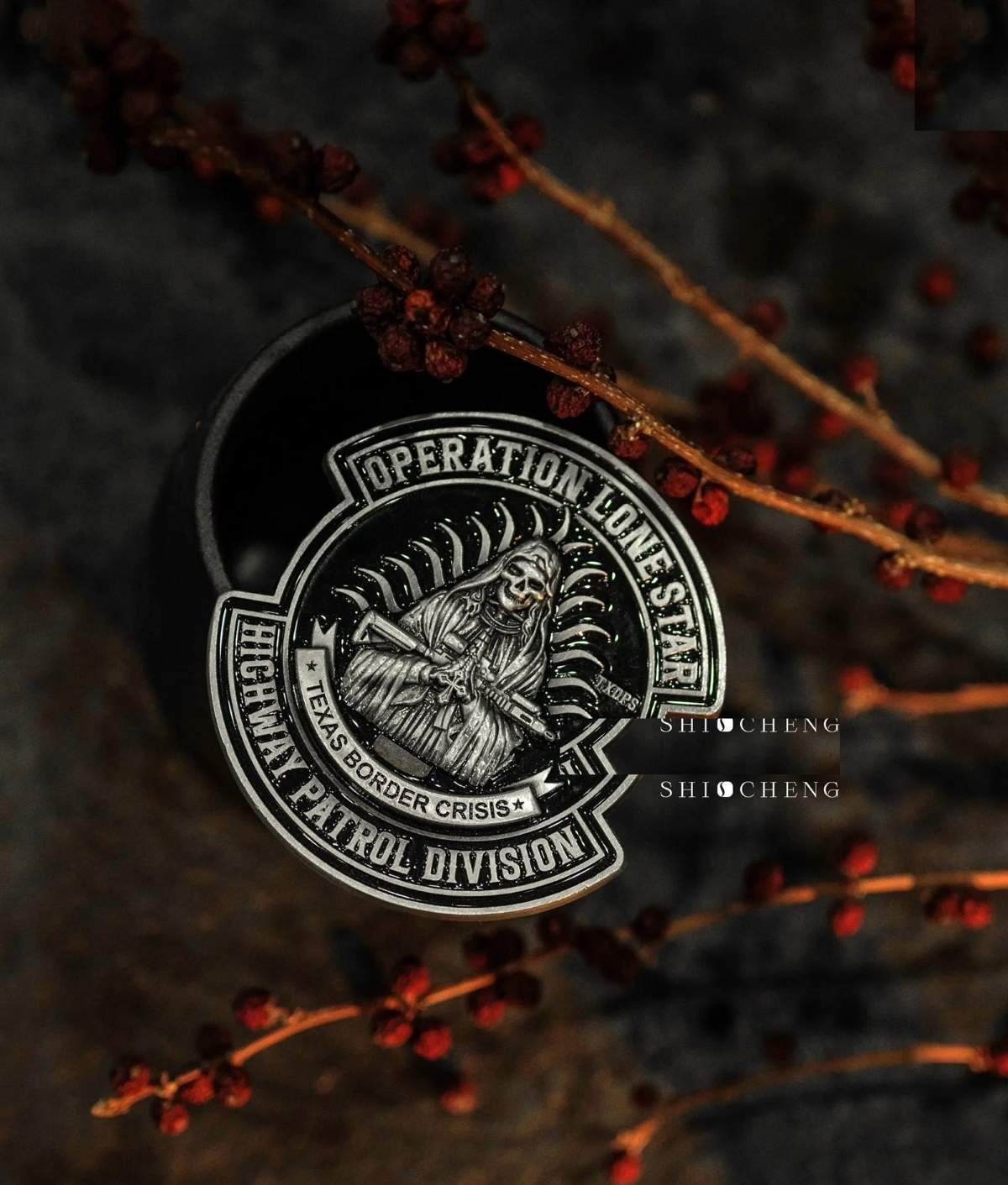 Professional product photography of antique finish coin